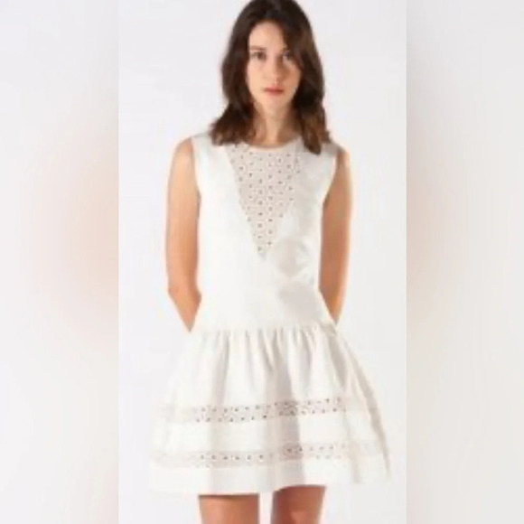 Maje White Midi Tiered Ruffled Sundress size 1 - Picture 1 of 8